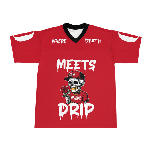 Krukial Where Death Meets Drip Red Unisex Football Jersey