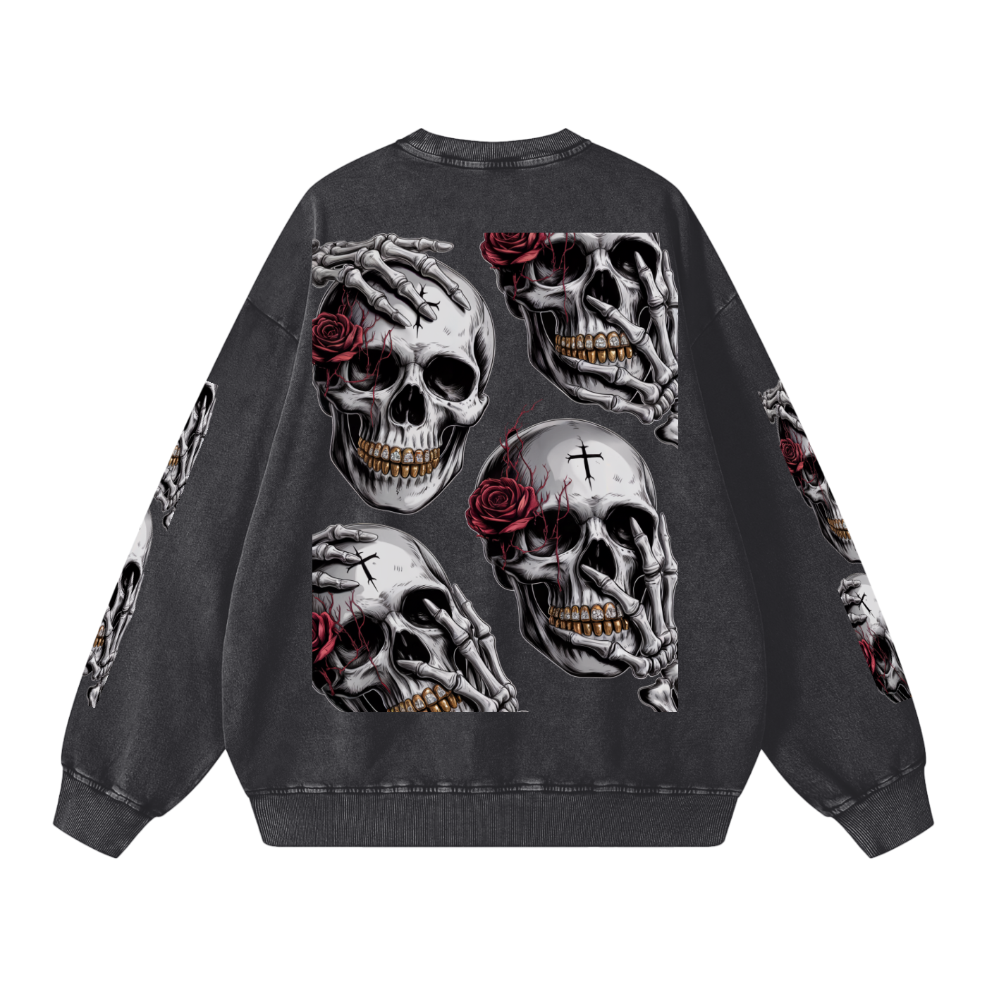 Death With a Smile Snow Washed Oversized Sweatshirt