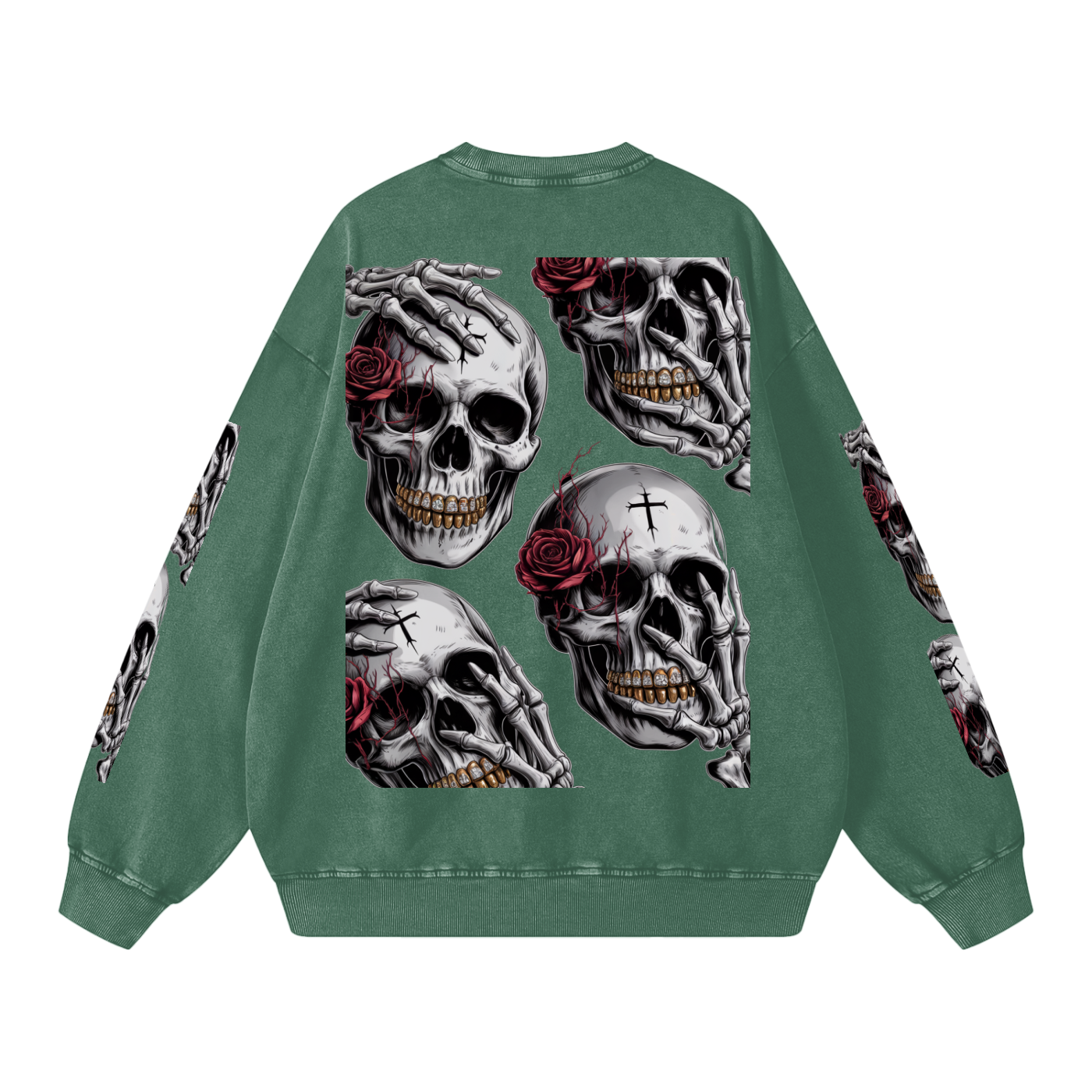 Death With a Smile Snow Washed Oversized Sweatshirt