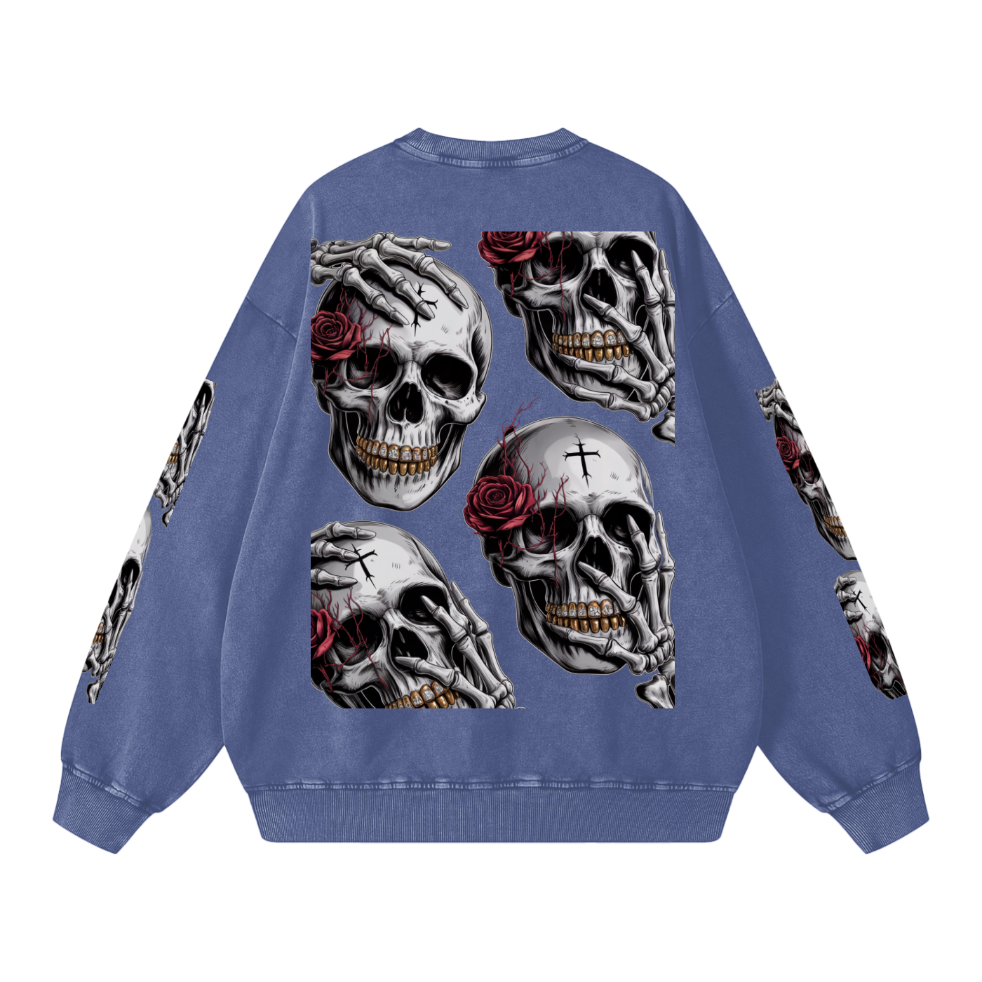Death With a Smile Snow Washed Oversized Sweatshirt