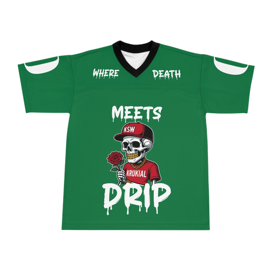 Krukial Where Death Meets Drip Green Unisex Football Jersey