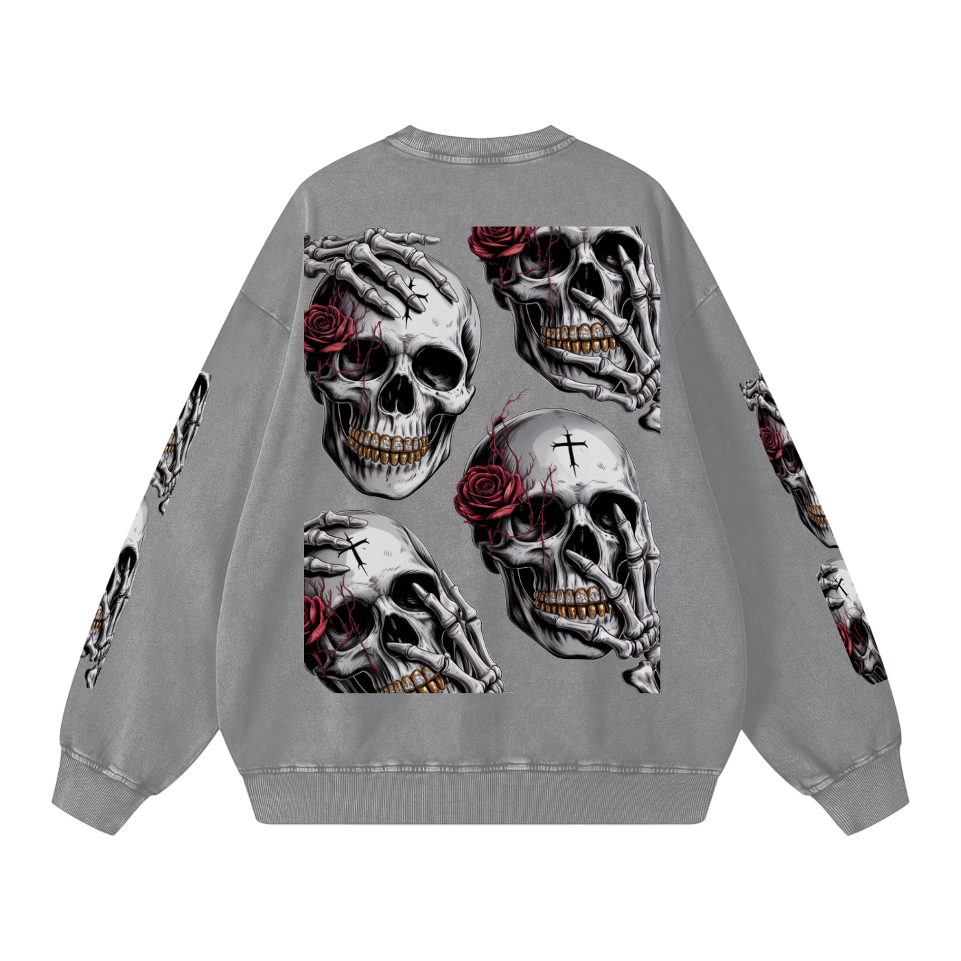 Death With a Smile Snow Washed Oversized Sweatshirt