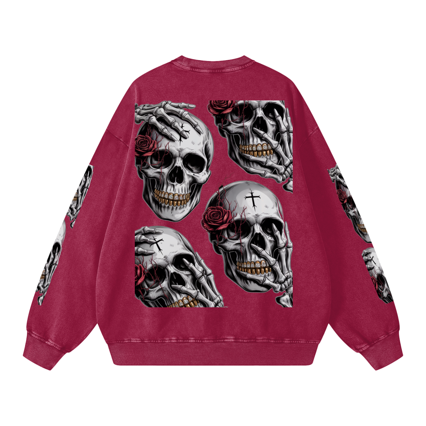 Death With a Smile Snow Washed Oversized Sweatshirt