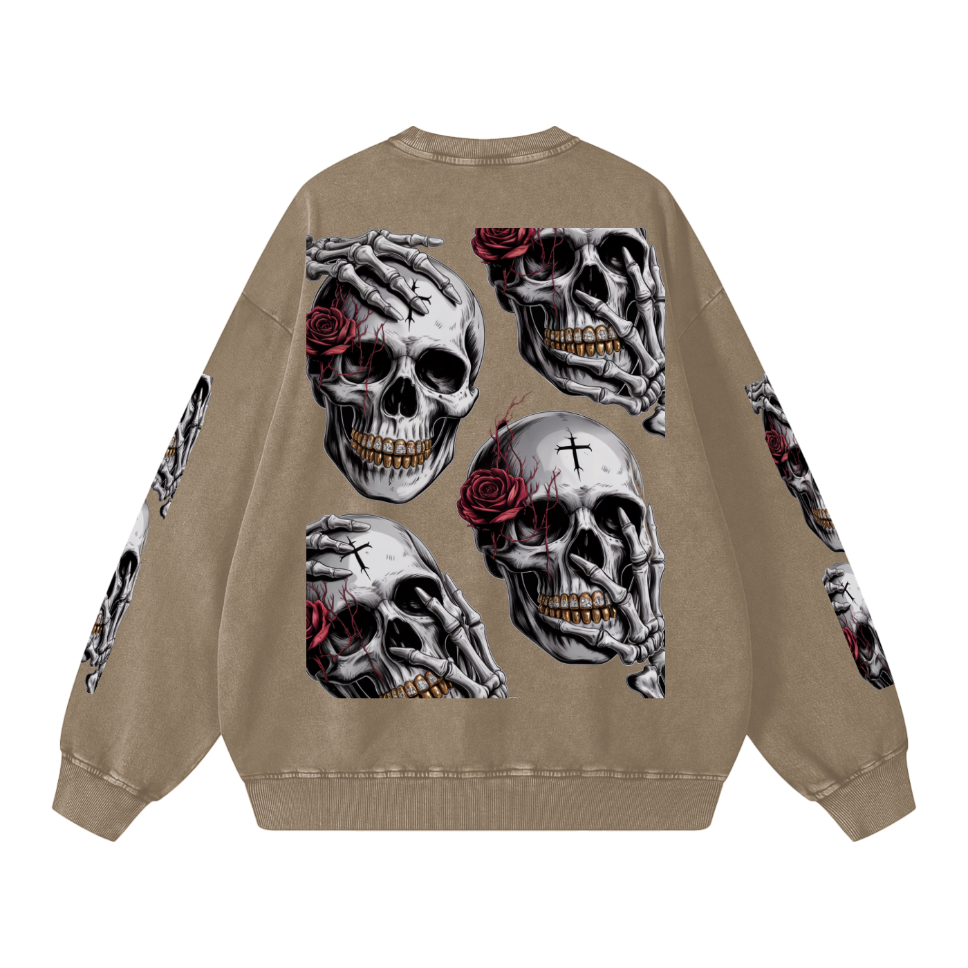 Death With a Smile Snow Washed Oversized Sweatshirt