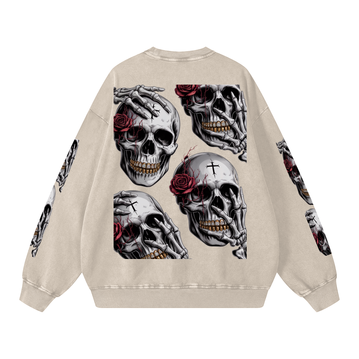 Death With a Smile Snow Washed Oversized Sweatshirt