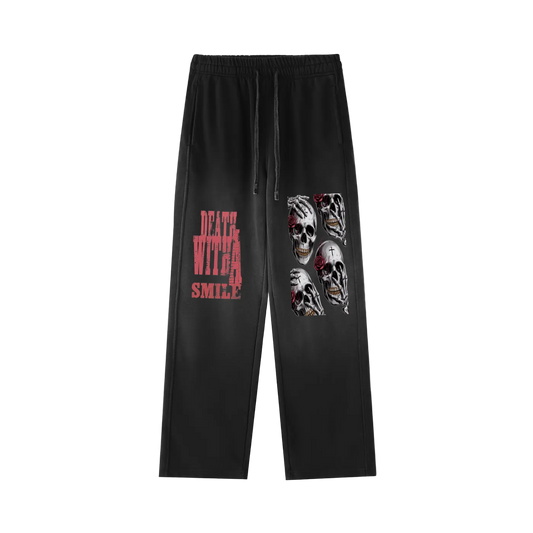 Death With A Smile Vintage Washed Gradient Straight-Leg Sweatpants